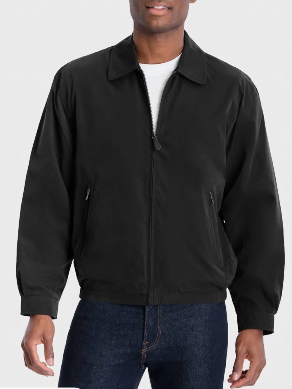 London Fog Black lightweight zip up Bomber Jacket size medium